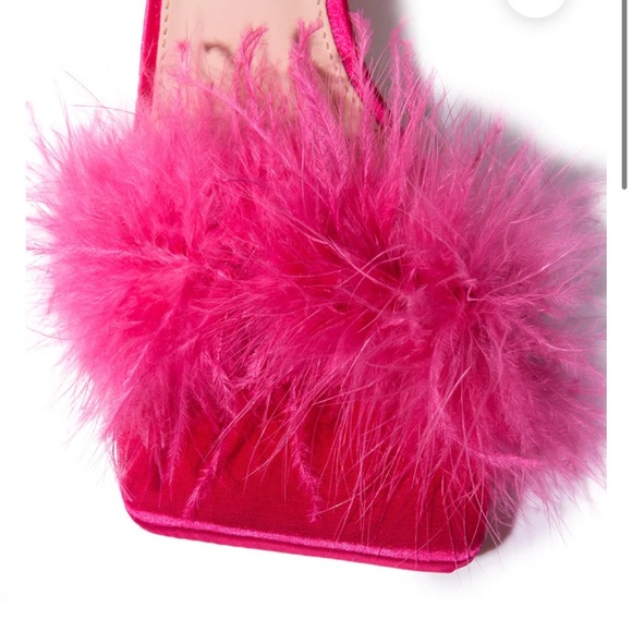 AZALEA WANG LUCINDA FEATHER  HEELS SIZE 6 PINK - Picture 5 of 6
